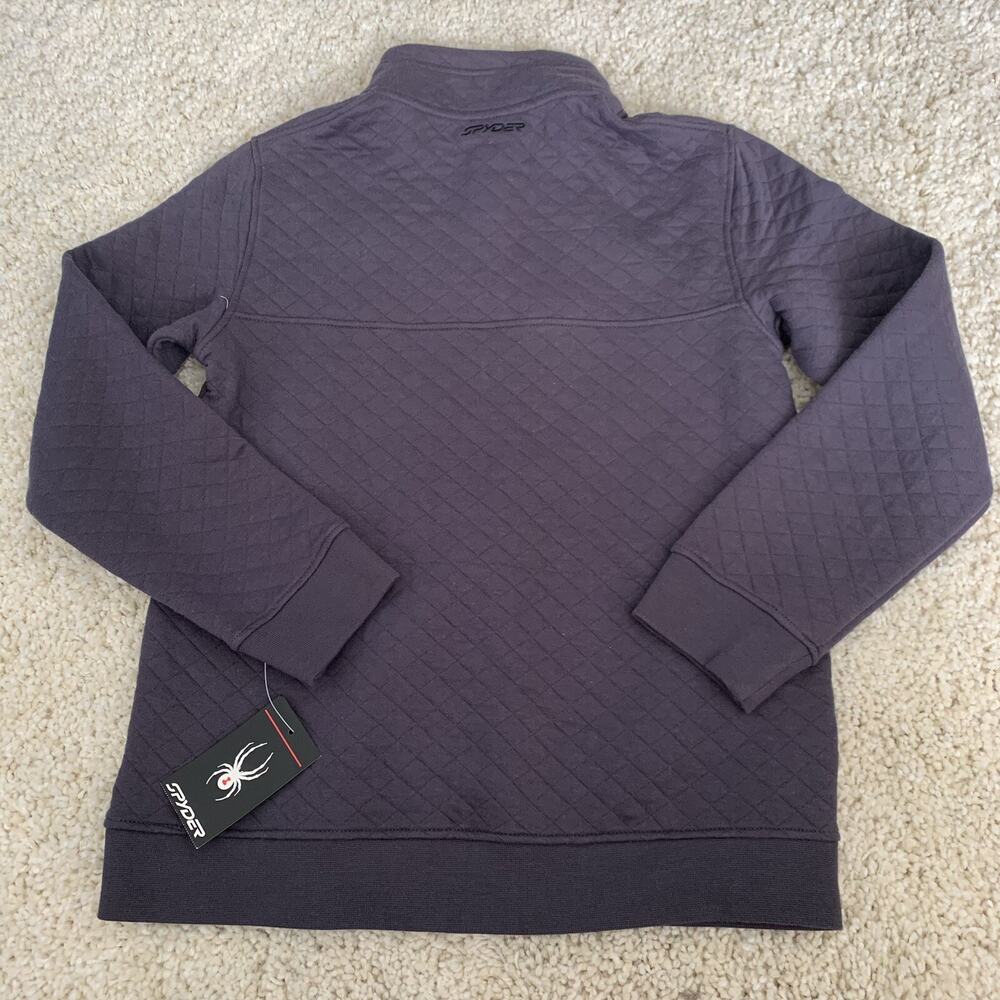 Spyder Pullover Sweatshirt Kids Boys Sz Large Diamond Quilted 1/4 Snap Gray NEW - Picture 5 of 8